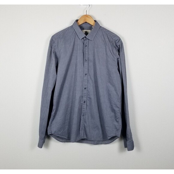 Burberry London Light Grey Cotton Stripe Long-Sleeve Button Up Shirt Size 17½-44 - Picture 2 of 11
